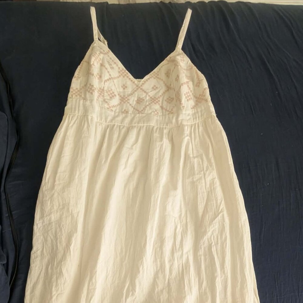 Ava & Viv Ivory Embroidered Boho Maxi Dress Spaghetti Strap